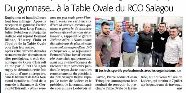 Du gymnase... à la Table Ovale du RCO Salagou